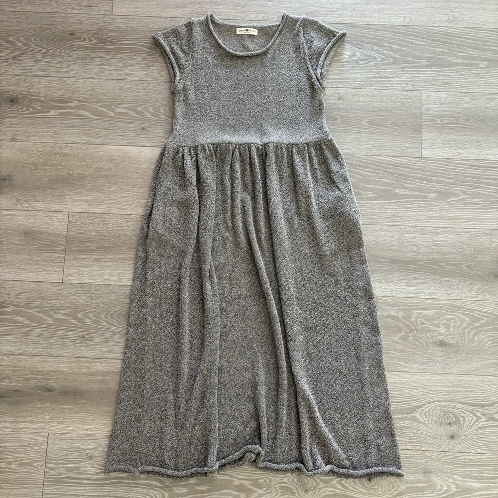 Natural Life Women's Knit Maxi Dress With Pockets Dark Gray Size Small Boho